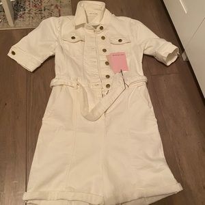White Jean Romper